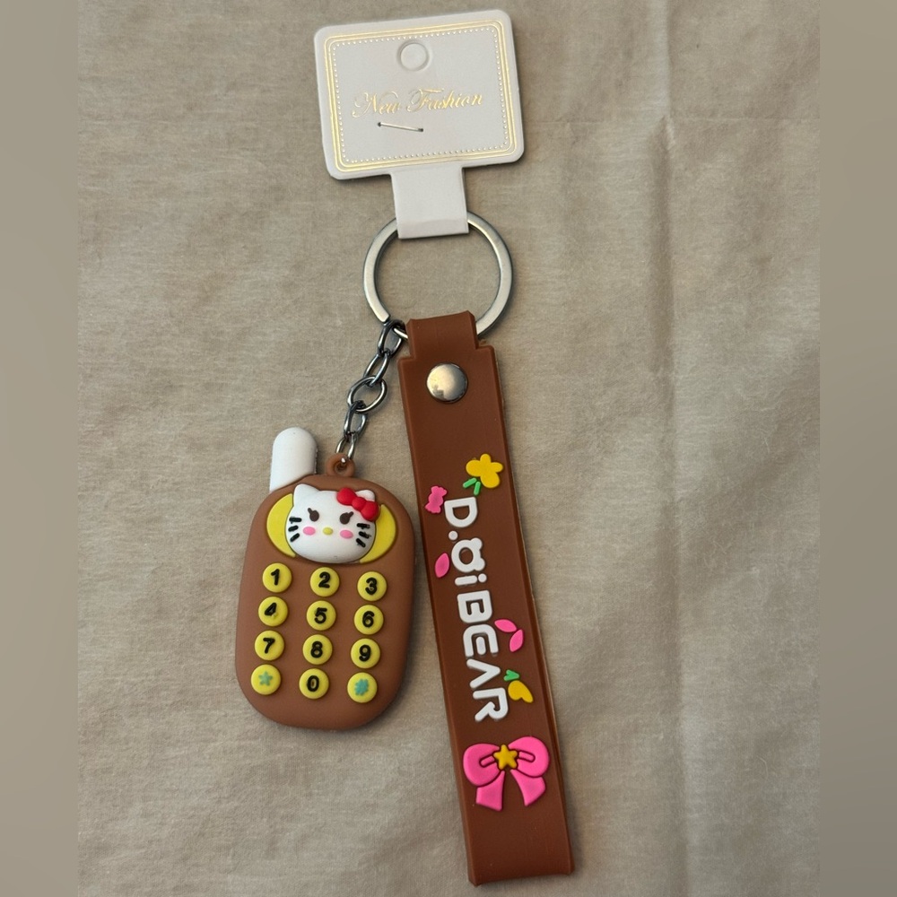 Brown Hello Kitty Cell Keychain